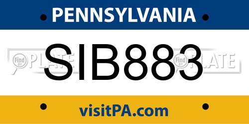 SIB883 Pennsylvania License Plate