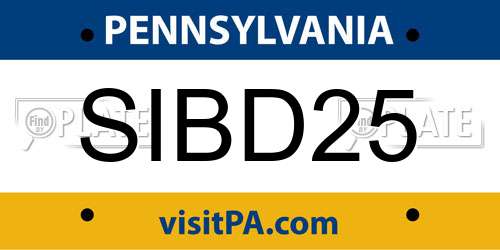 SIBD25 Pennsylvania License Plate