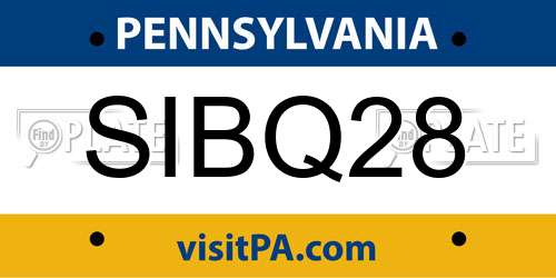SIBQ28 Pennsylvania License Plate