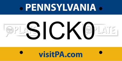 SICK0 Pennsylvania License Plate