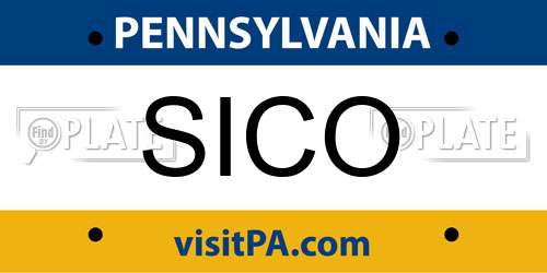 SICO Pennsylvania License Plate