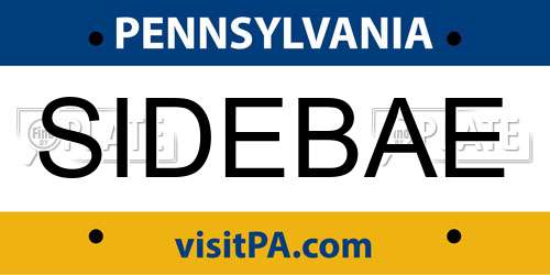 SIDEBAE Pennsylvania License Plate