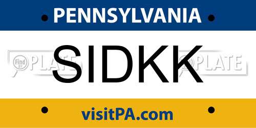 SIDKK Pennsylvania License Plate