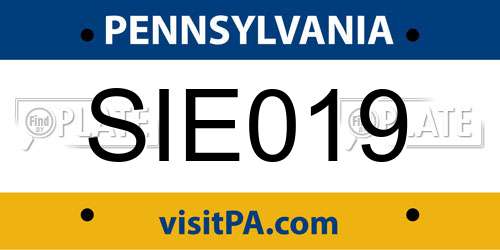 SIE019 Pennsylvania License Plate