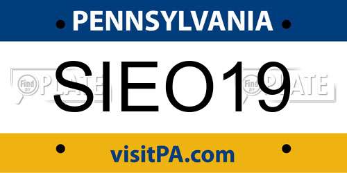 SIEO19 Pennsylvania License Plate