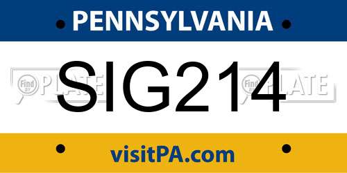 SIG214 Pennsylvania License Plate