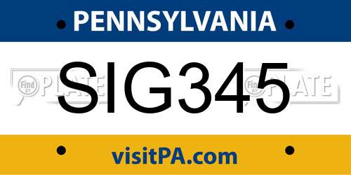 SIG345 Pennsylvania License Plate