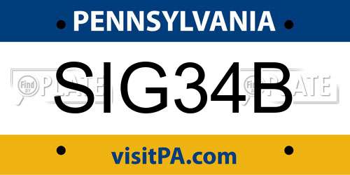 SIG34B Pennsylvania License Plate