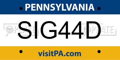 SIG44D Pennsylvania License Plate
