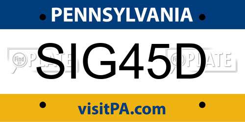 SIG45D Pennsylvania License Plate