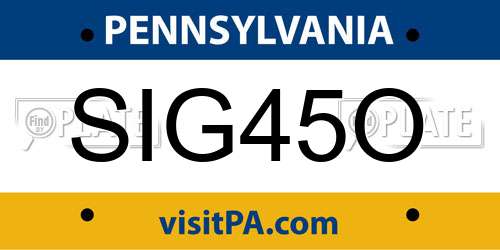 SIG45O Pennsylvania License Plate