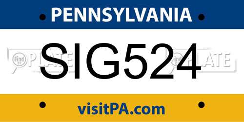 SIG524 Pennsylvania License Plate