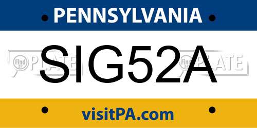 SIG52A Pennsylvania License Plate