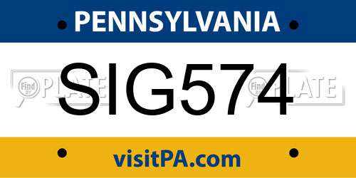SIG574 Pennsylvania License Plate