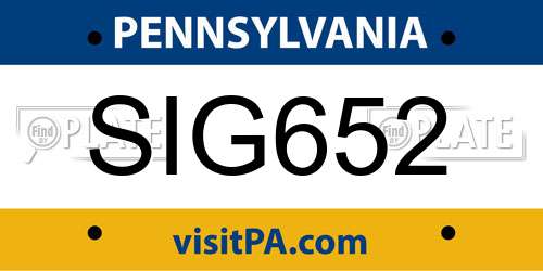 SIG652 Pennsylvania License Plate