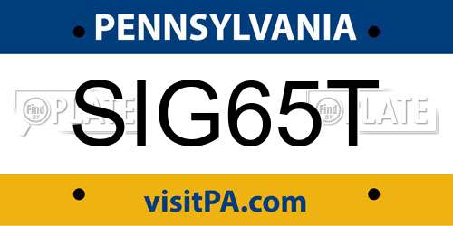 SIG65T Pennsylvania License Plate