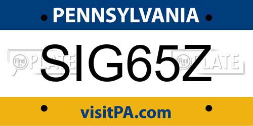 SIG65Z Pennsylvania License Plate