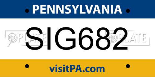 SIG682 Pennsylvania License Plate