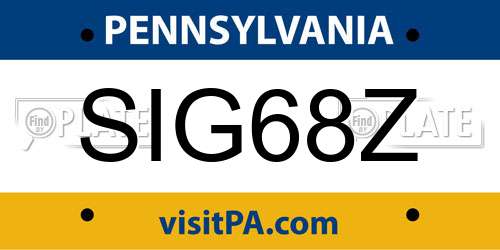 SIG68Z Pennsylvania License Plate