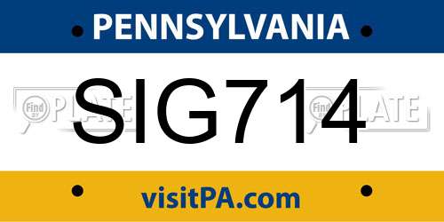 SIG714 Pennsylvania License Plate