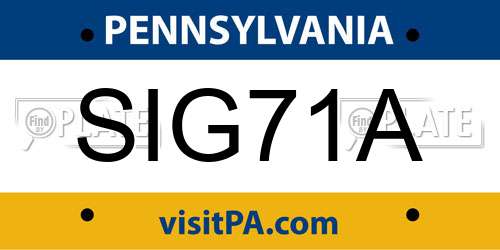 SIG71A Pennsylvania License Plate