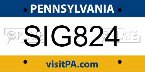 SIG824 Pennsylvania License Plate