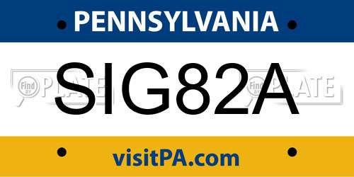 SIG82A Pennsylvania License Plate