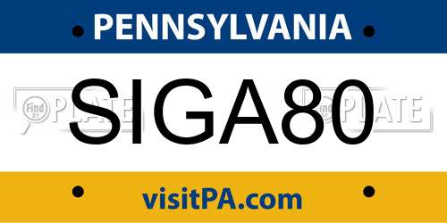 SIGA80 Pennsylvania License Plate