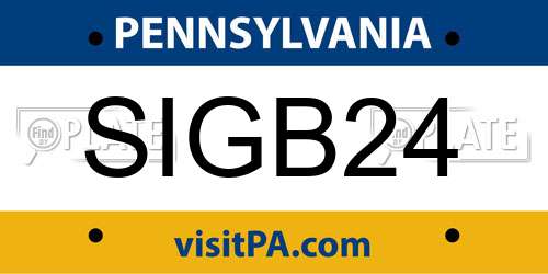 SIGB24 Pennsylvania License Plate