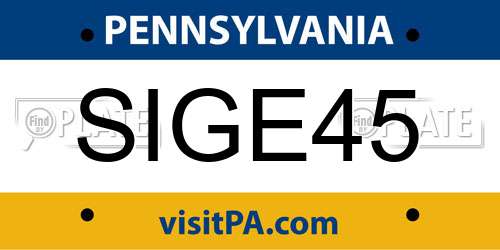 SIGE45 Pennsylvania License Plate