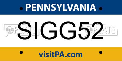 SIGG52 Pennsylvania License Plate