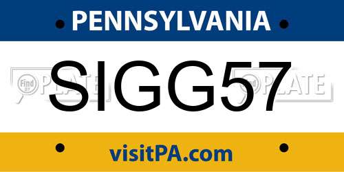 SIGG57 Pennsylvania License Plate