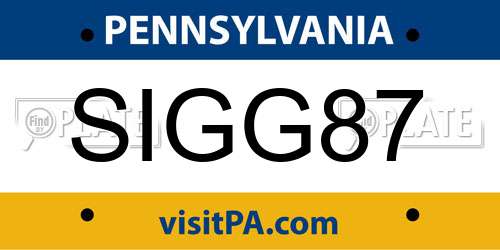 SIGG87 Pennsylvania License Plate