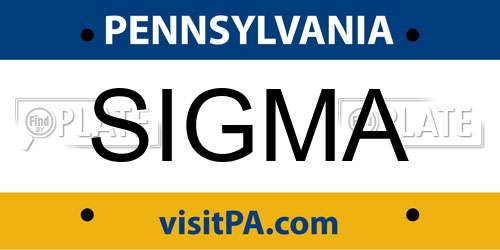 SIGMA Pennsylvania License Plate