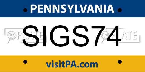 SIGS74 Pennsylvania License Plate