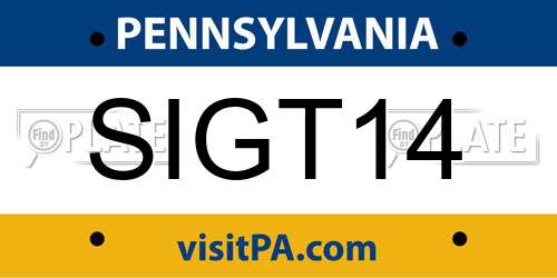 SIGT14 Pennsylvania License Plate