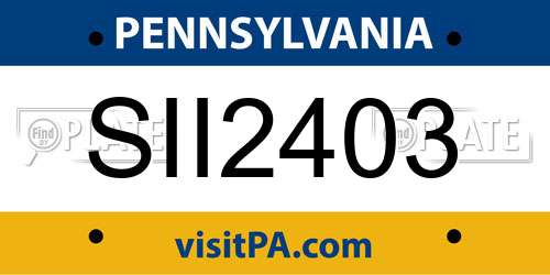 SII2403 Pennsylvania License Plate