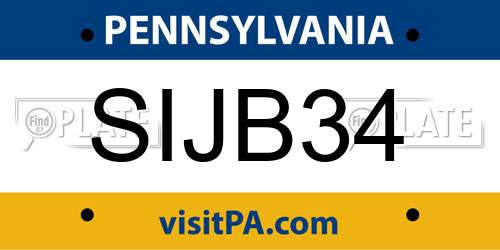 SIJB34 Pennsylvania License Plate