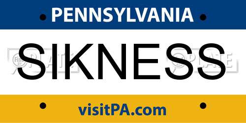 SIKNESS Pennsylvania License Plate