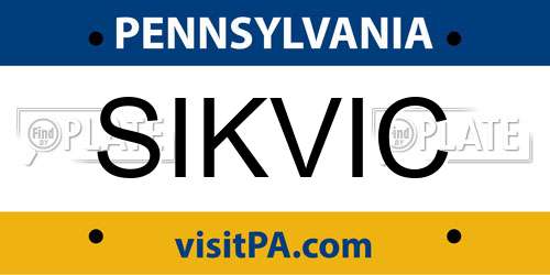 SIKVIC Pennsylvania License Plate