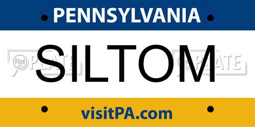 SILTOM Pennsylvania License Plate