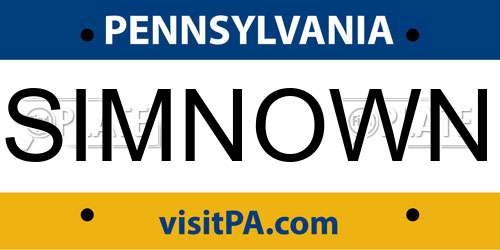 SIMNOWN Pennsylvania License Plate