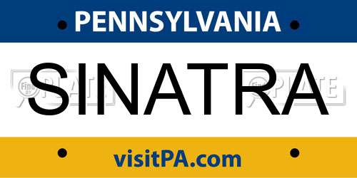 SINATRA Pennsylvania License Plate