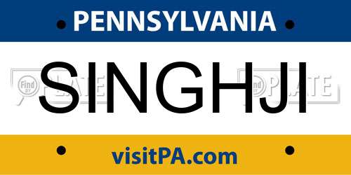 SINGHJI Pennsylvania License Plate