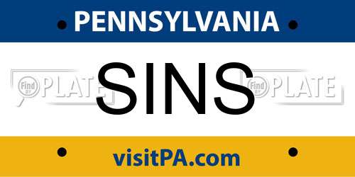 SINS Pennsylvania License Plate