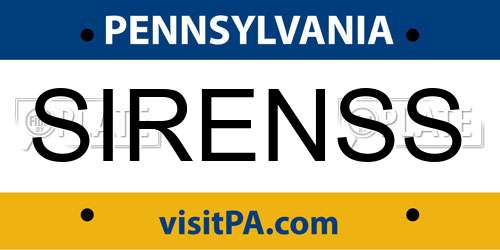 SIRENSS Pennsylvania License Plate