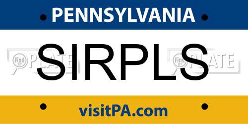 SIRPLS Pennsylvania License Plate