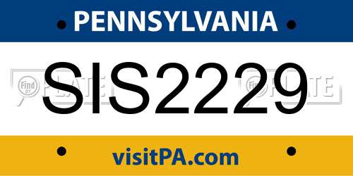 SIS2229 Pennsylvania License Plate