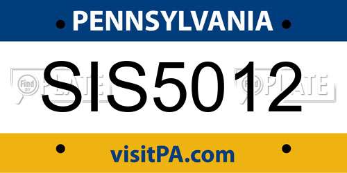 SIS5012 Pennsylvania License Plate