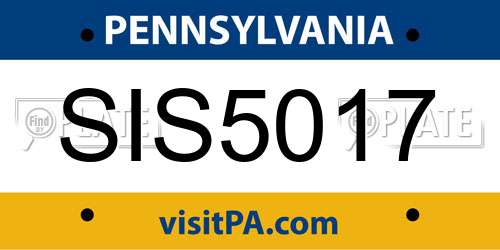 SIS5017 Pennsylvania License Plate